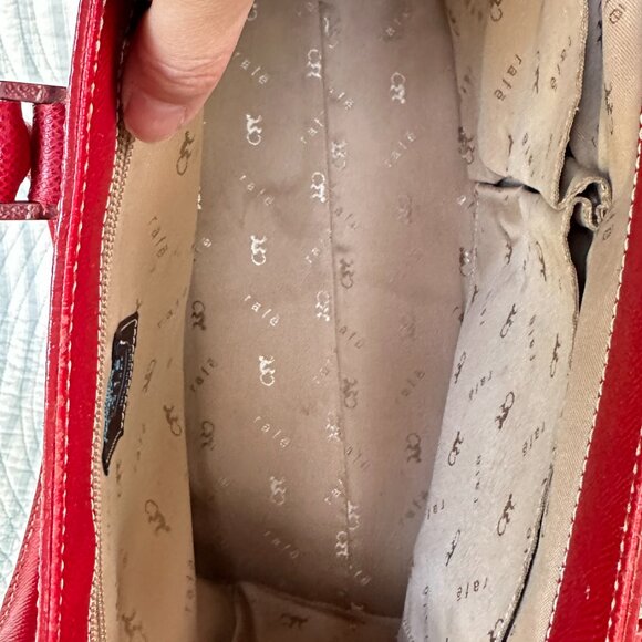 Red w/ White Stitchig Rafe Italian leather Handbag/Shoulderbag - Picture 12 of 13